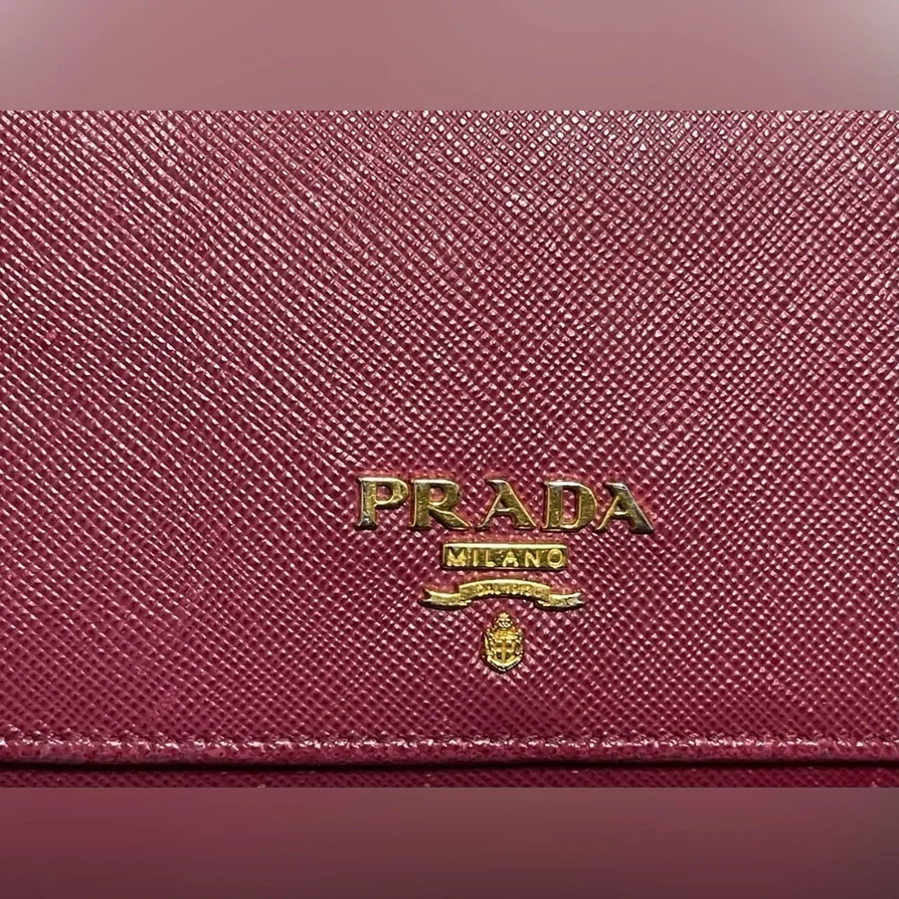 Prada Saffiano leather continental long wallet with COA